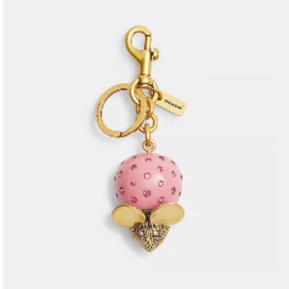 Coach Pink Mouse Charm Keychain